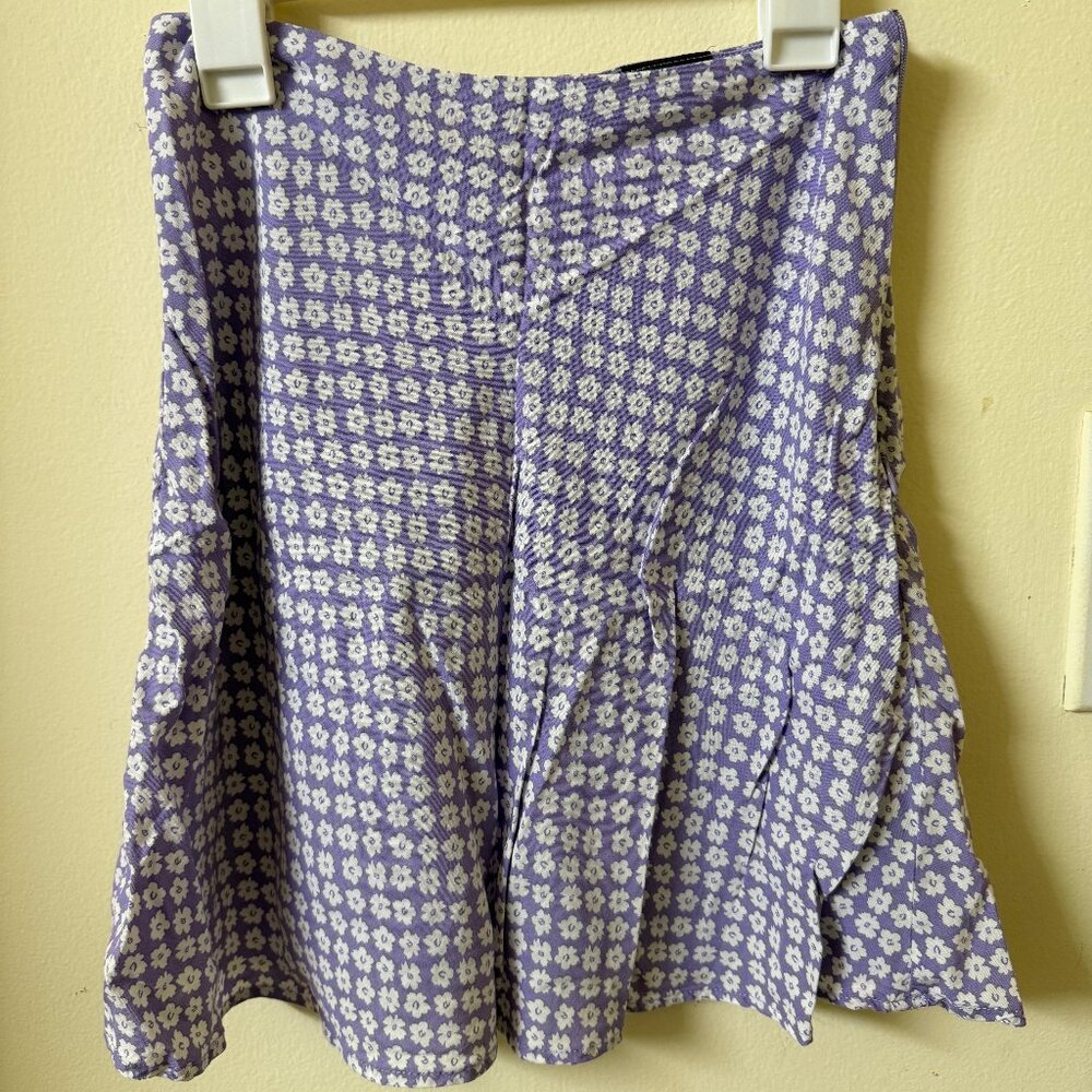 Purple midi skirt w/ white flowers